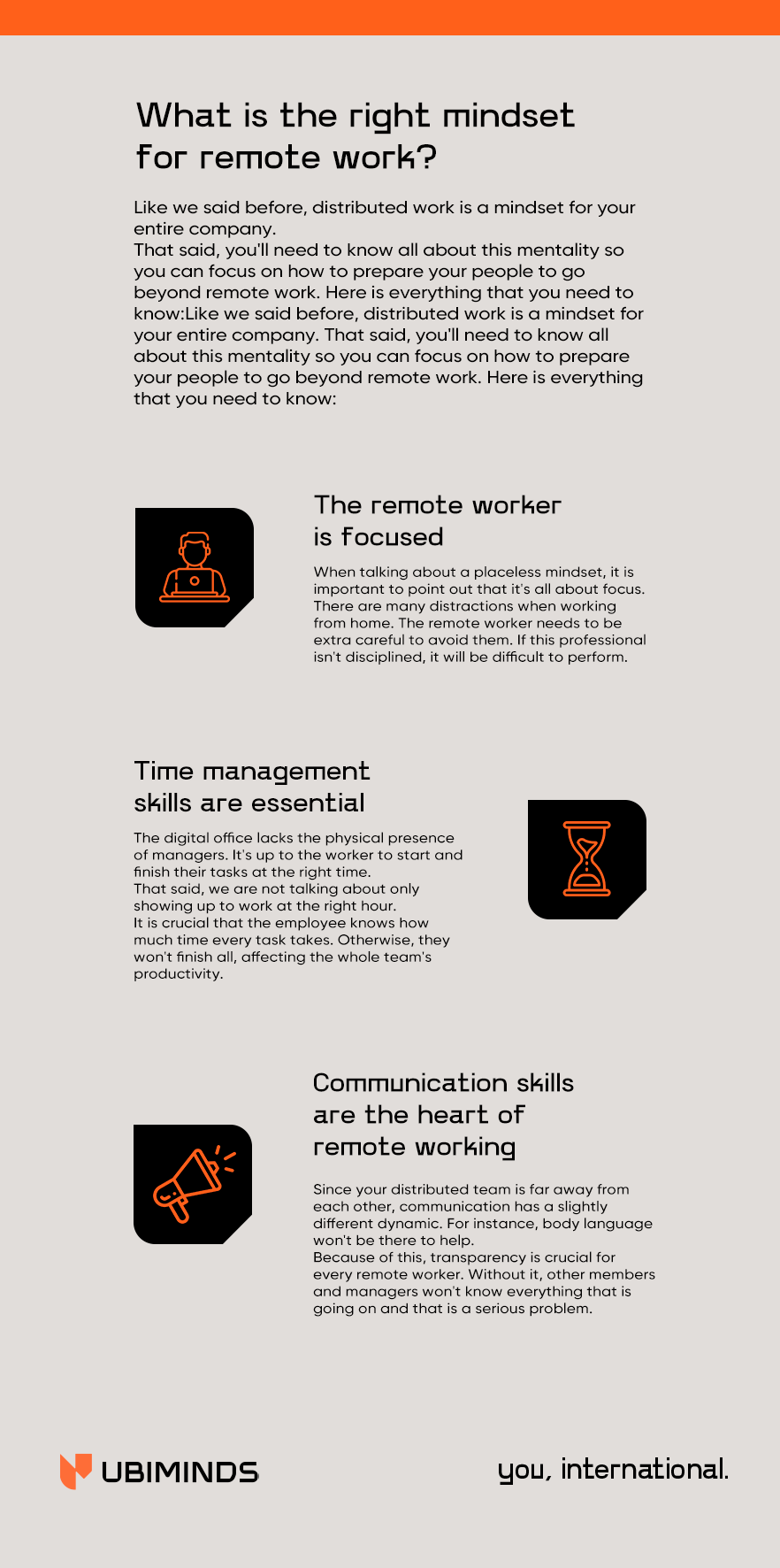 Infographic about the right mindset for remote work
