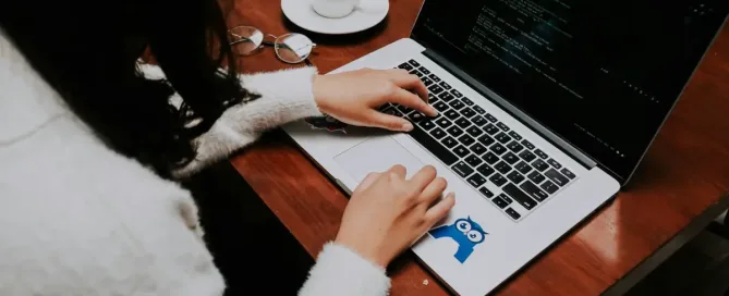 Programming languages: photo of female hands coding