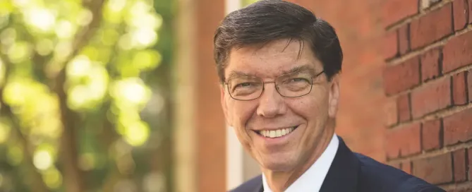 Headshot of tech leader and author Clayton Christensen